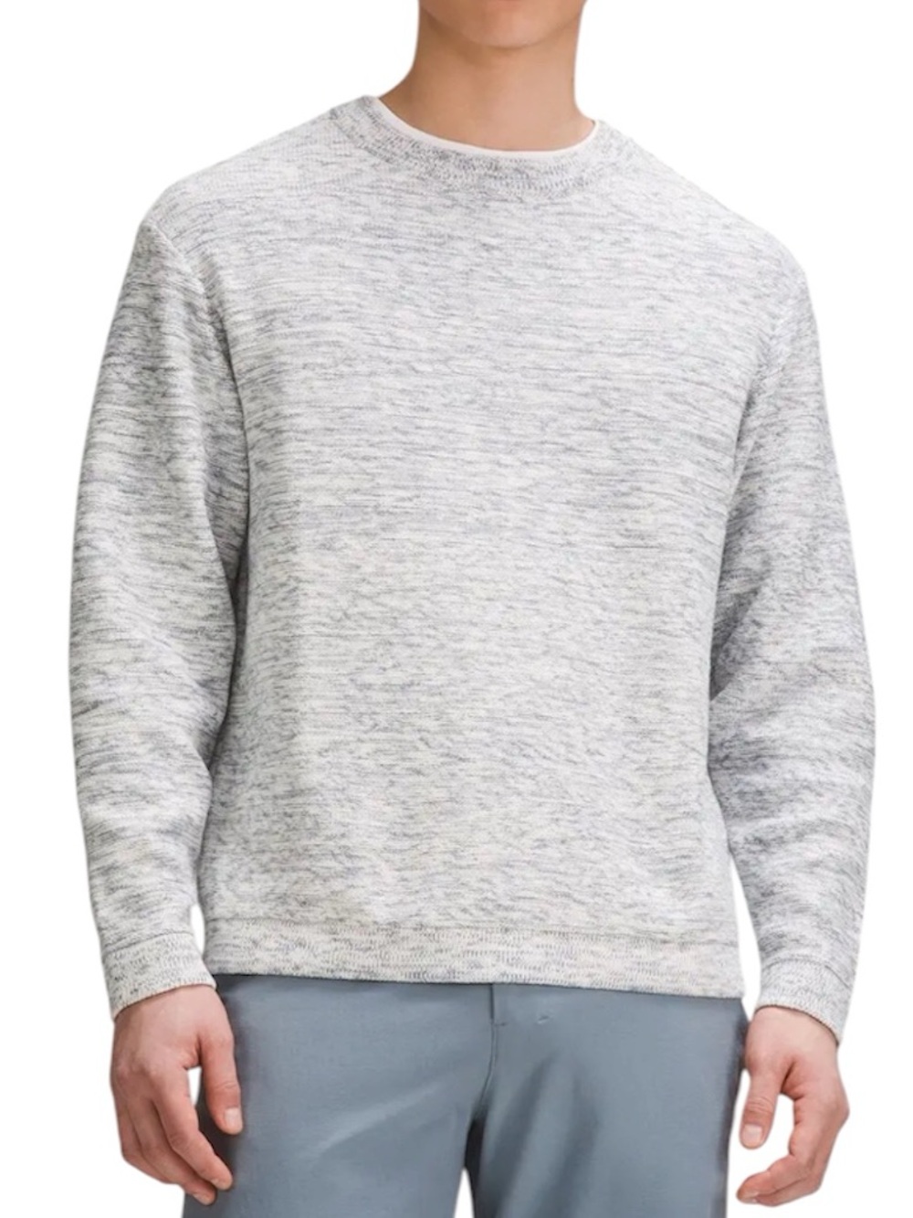 Lululemon Relaxed Fit Crewneck Knit Sweater Belgian Blue Men L Pima Cotton Heavy